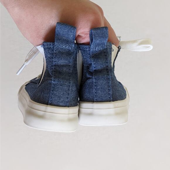 Primark Blue Chambray Canvas Hightops Size 7 Lace Up Sneakers Shoes - Picture 7 of 9